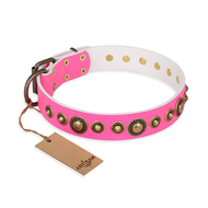 Pink Leather Dog Collar with Studs