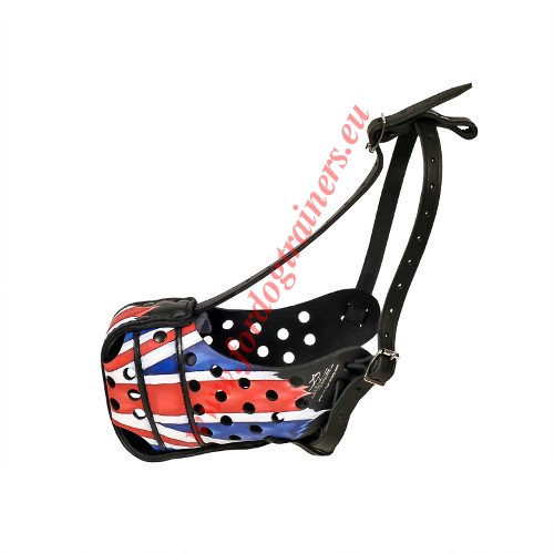 Leather Dog Muzzle with British Flag