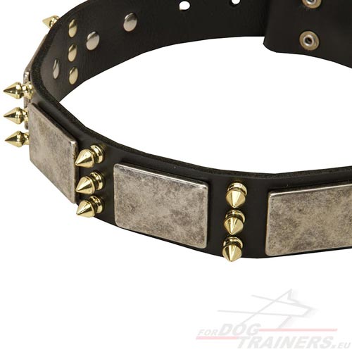 Spiked Leather Dog Collars for Dog Walknig