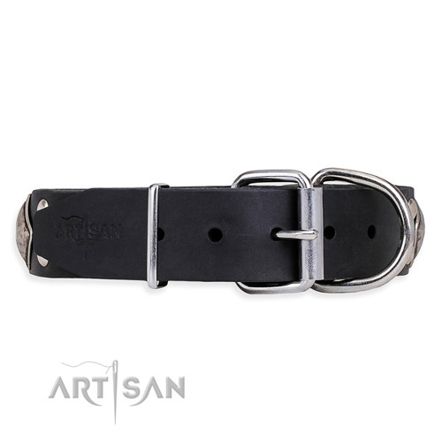 Large Black Leather Dog Collar Big Dogs