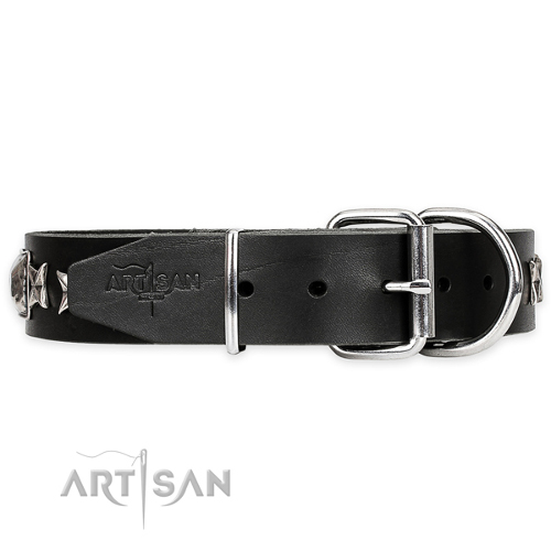 Handmade Dog Collar with Heavyset Studs