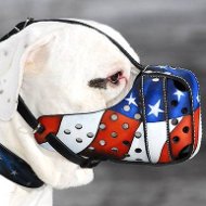 Hand painted leather dog muzzle "American Pride"