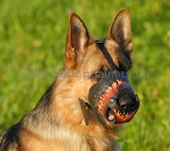 Well-ventilated Leather Dog Muzzle with Flame Painting