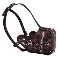 Training Hand Painted Leather Dog Muzzle