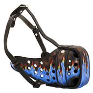 Stylish Hand-Painted Leather Dog Muzzle