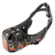 Leather Dog Muzzle Hand Painted Art Painted Dog
Muzzle