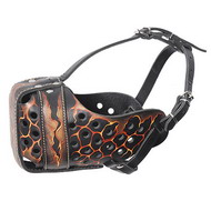 Designer Leather Dog Muzzle Painted Dog
Muzzle