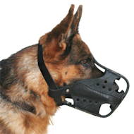 German Shepherd leather working muzzle, optimum ventilation