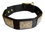 Rottweiler Nylon Halsband met Vintage Platen