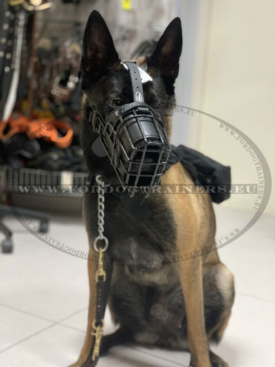 Dog Muzzle for Belgian Malinois with Rubberized Cage