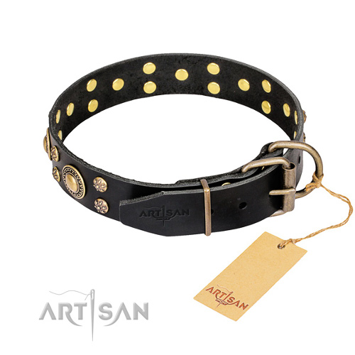 Artisan Leather Dog Collars Black Baroque