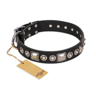 Zwart leren halsband "Eternal Beauty and Style"