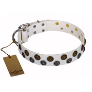 Collier blanc clout pour dressage du chien