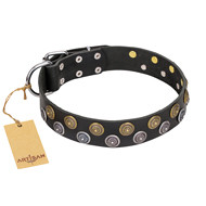 Black Leather Dog Collar