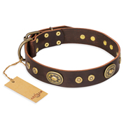 Decorated Dog Collar Made of Genuine Leather