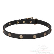 Halsband van leer 20mm met bloemen ornament ✺