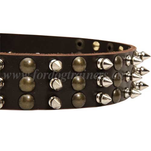 Spiked Dog Collars for Boxers Leather-made