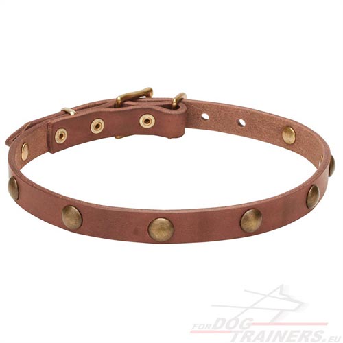 Leather Handcrafted Dog Collar Tan