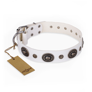 Studded White Collar for
Dogs White Leather Dog Collar