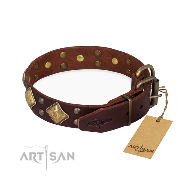 Wide Leather Studded Dog Collars Practical
