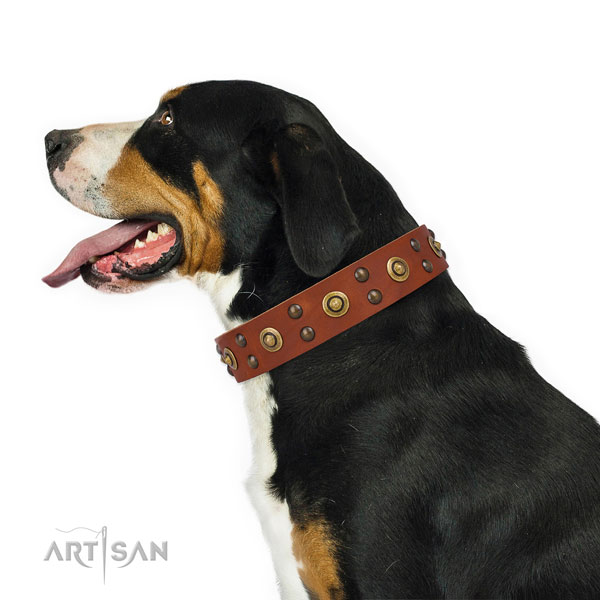 Soft Black Leather Dog Collar