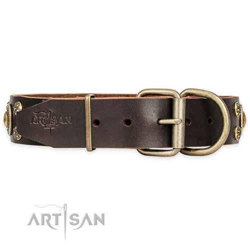 Originele hondenhalsband Artisan van bruin leer