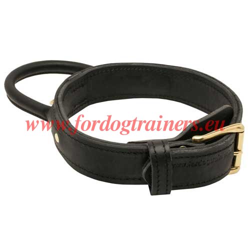 Leather Agitation Dog Collar with Handle for Rottweiler