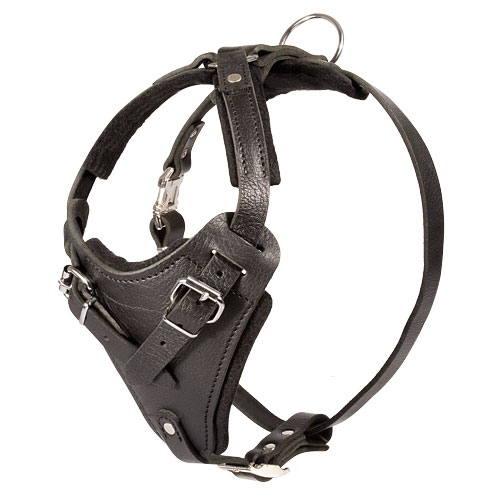 Agitation Dog Harness, Leather Breast Plate Harness H1