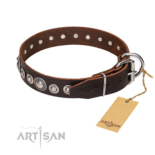 Leer honden kraag met verschroomde studs