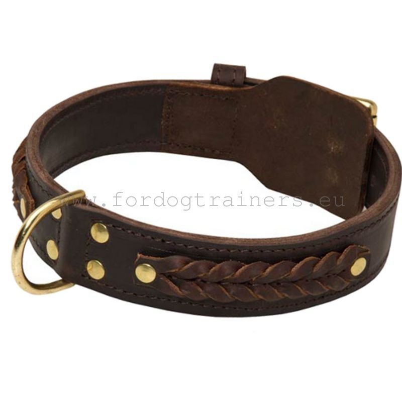 Halsband geflochten, Lederhalsband mit Flechten,Hundehalsband Malinois