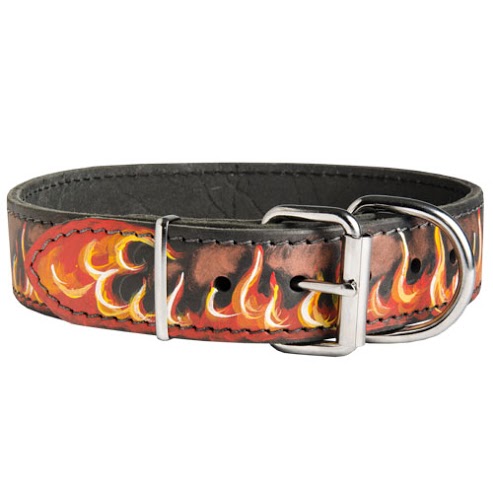 Painted Dog Collar with Flames