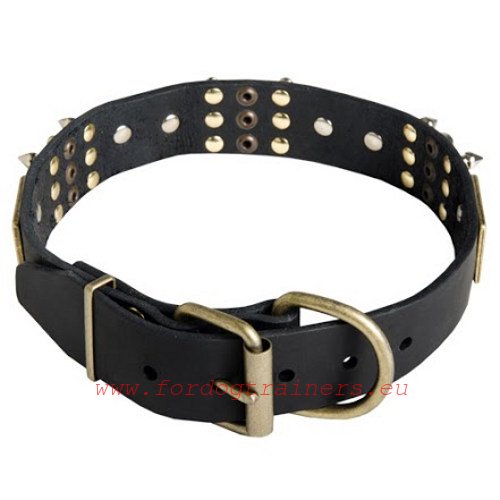 Realiable metal hardware of the leather collar with
combined decorations
