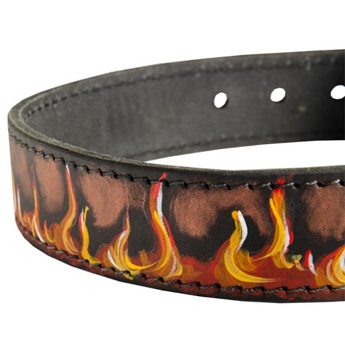 Handmade Leather Collar Painted