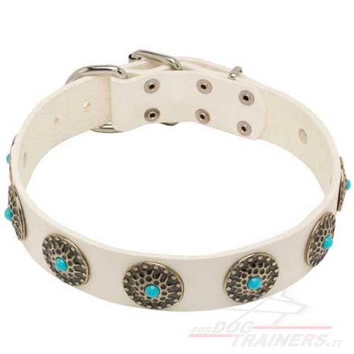 Collare bianco con decorazioni per cane Collare elegante per il vostro cane
