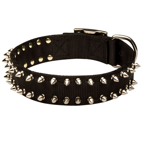 Dog Collar Nylon | Decorated with Beautiful Spikes - Click Image to Close