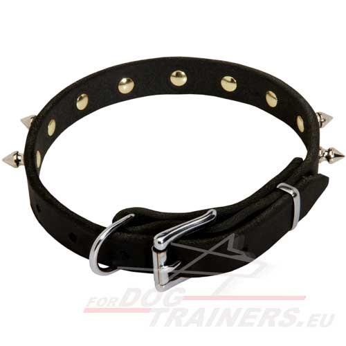 Leder Halsband fuer Hunde mit Spikes