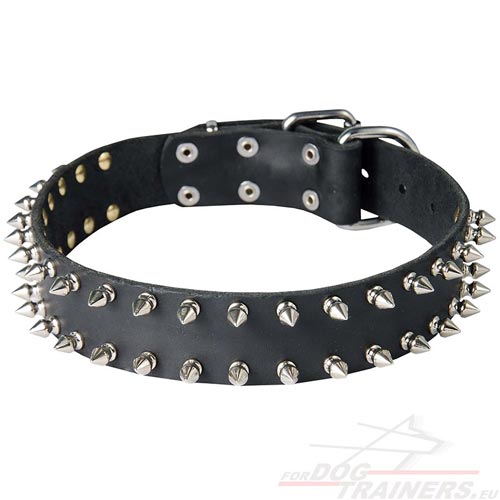 Leather Dog Collar with Super Spikes ◢ ◣◢ ` - Click Image to Close