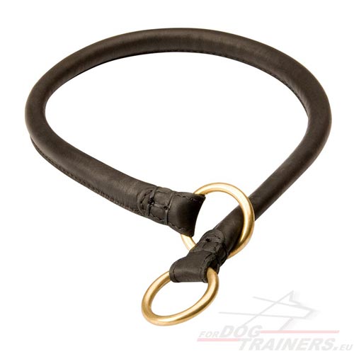 Choke Dog Collar Round | Training Collar Leather - Click Image to Close