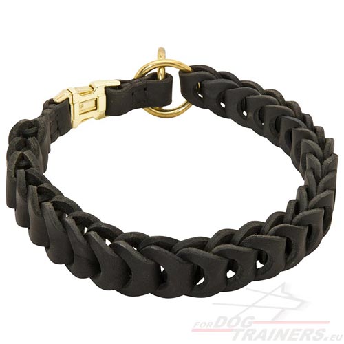 Braided Leather Dog Buckle Collar - Click Image to Close