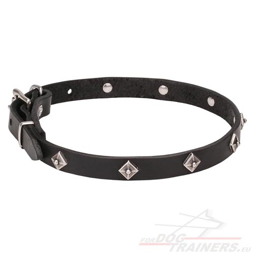 Small Dog Leather Collar with Studs | Dog Fashion Collars ◇ - Click Image to Close