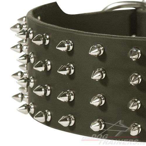 Spiked Leather Dog Collar Extra Wide - Click Image to Close
