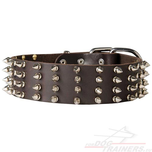 Leather Spiked Dog Collar - Click Image to Close
