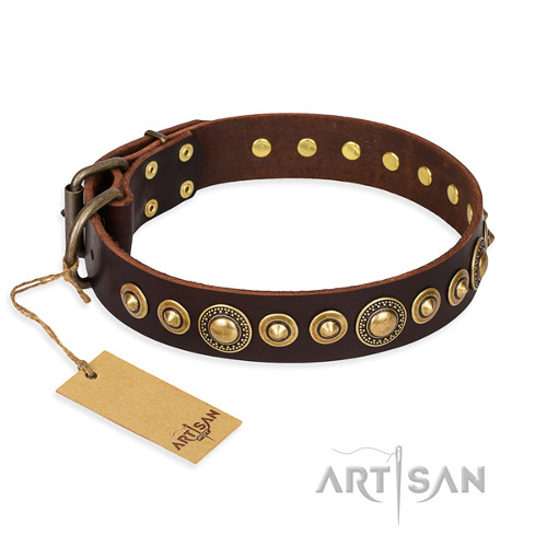 Soft Brown Dog Collar "Ancient Warrior" FDT Artisan - Click Image to Close