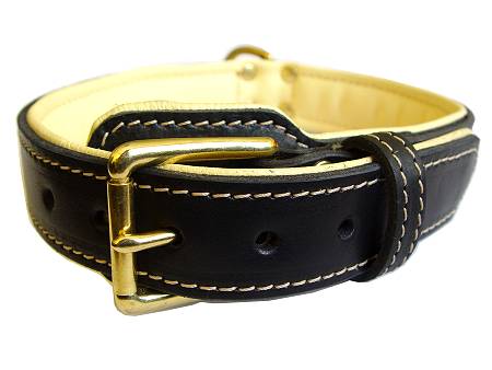 Nappa Padded Leather Dog Collar for Rottweiler - Click Image to Close