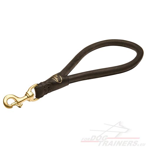 Short Dog Leash | Round Leather Pull Tab ✤ - Click Image to Close