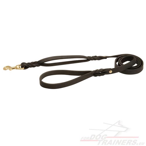 Leather Dog Leash Braided on Snap and Handle - Click Image to Close