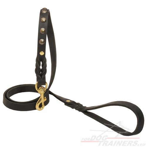 Studded Dog Leash, Leather Lead for Daily Usage - Click Image to Close