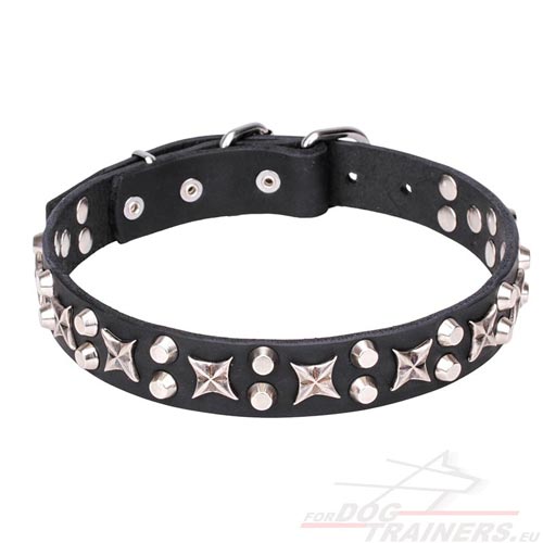 Pet Collar with Chromed Stars and Cones ⚙ - Click Image to Close