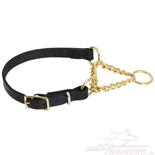 Half Choke Dog Collar | Leather Martingale Collar◌ - Click Image to Close