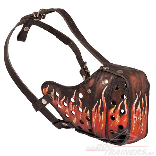 Quality Leather Dog Muzzle Painted✯ - Click Image to Close